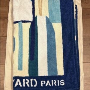 Goyard Blue and Cream Bath Towel with Elegant Stripes